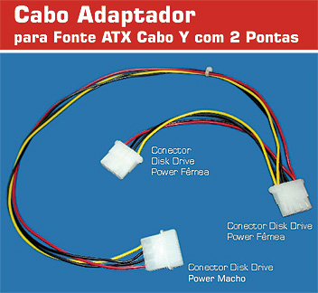 Cabos Adaptores Fonte ATX Cabo Y com 2 Pontas